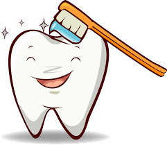 cartoon tooth with toothbrush