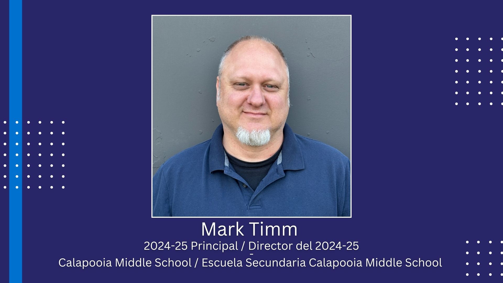 Timm to lead Calapooia Middle School beginning 2024-25 school year/ El Sr. Timm dirigirá la escuela secundaria Calapooia a partir del año escolar 2024-25